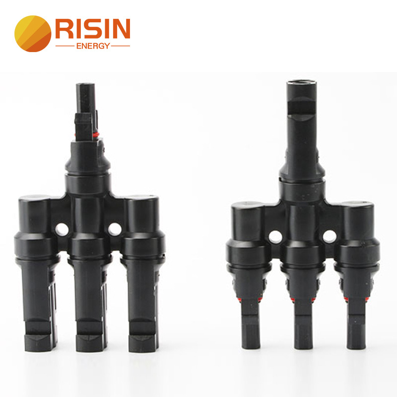 行业通用太阳能发电系统MC4 3to1分支4通并联太阳能光伏连接接头