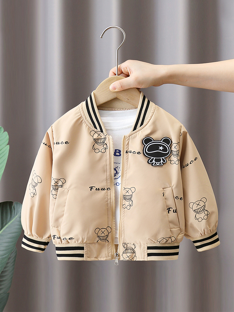 6214 uniforme de béisbol negro para niños modelos de primavera y otoño 2024 nuevo estilo de otoño para bebés chaqueta de marca de moda para niños chaqueta coreana