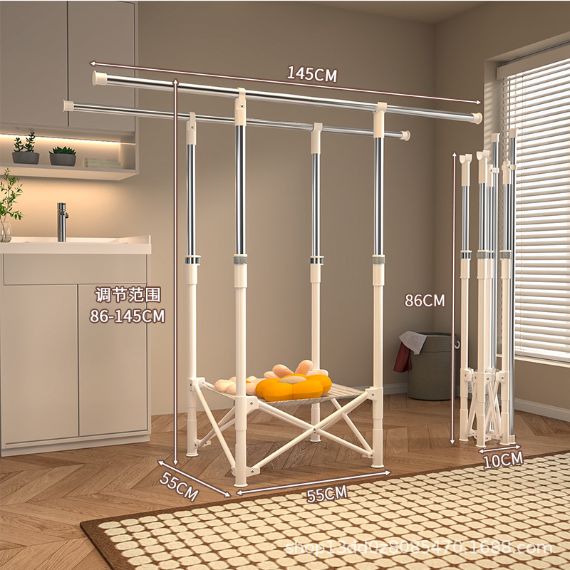 (스테인리스 스틸 포함) 25개 원형 이중 극 옷 건조대(그물 포함)