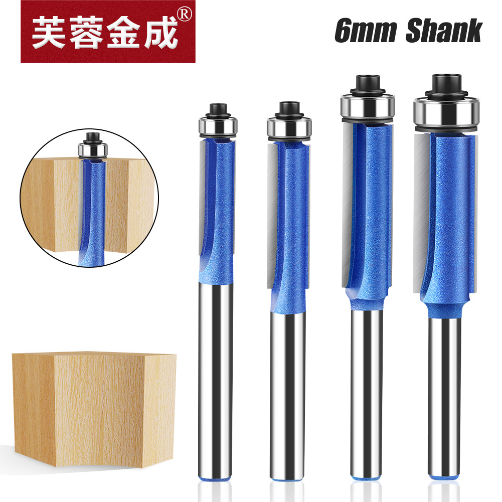 Profesional-Grado 6mm mango carpintería recorte cuchillo carpintería fresadora máquina de corte cabeza de corte 1/4 mango cortador cabeza aleación recorte cuchillo