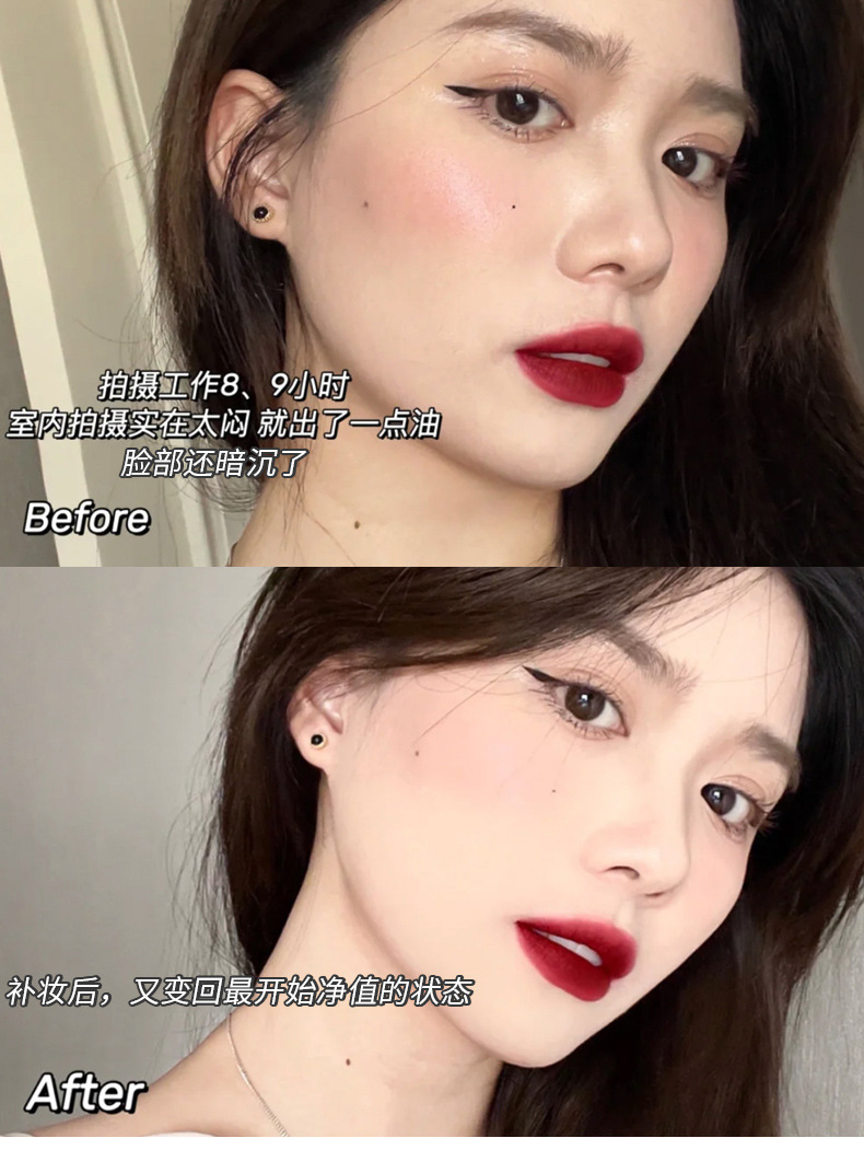 xixi Clear and misty Prime Powder Compact, setting makeup, concealer, long-lasting oil control, skin smoothing, matte finish, brightening, student contouring Powder Compact undefined