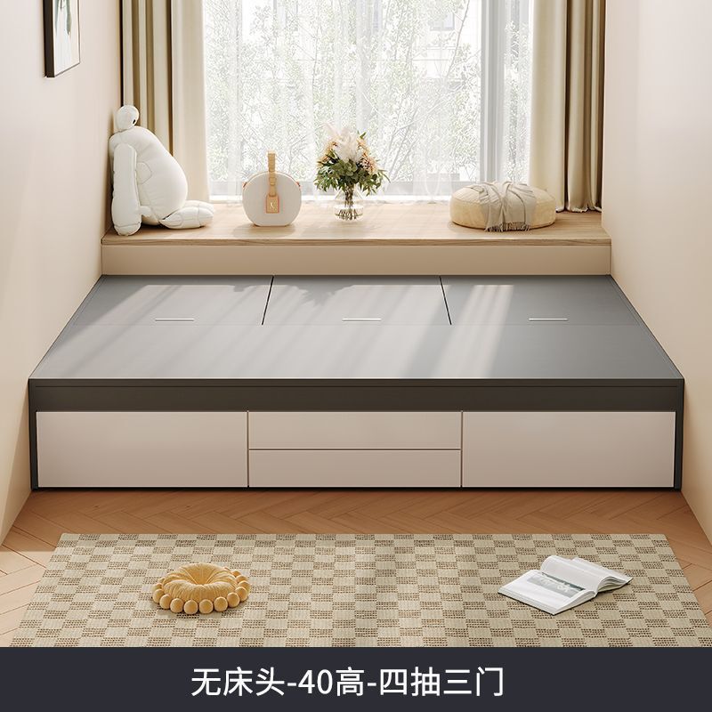 实木榻榻米床小户型高箱储物环保卧室双人床现代简约收纳单人床|undefined