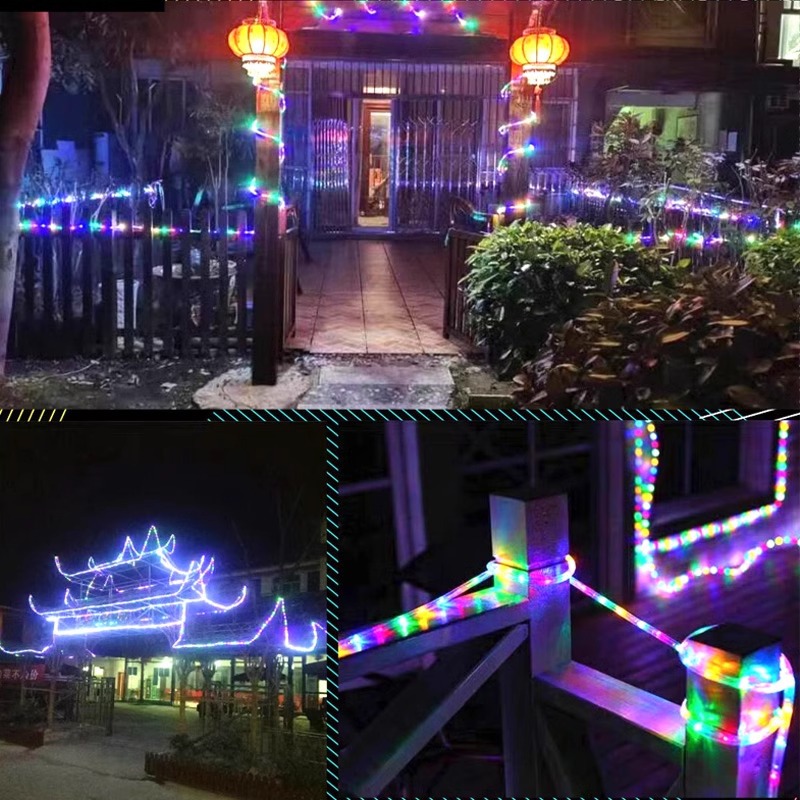 Luces LED luces intermitentes luces circulares de segunda línea con tubos arcoíris luces de neón luces decorativas impermeables al aire libre luces de tubos transparentes