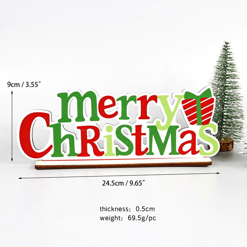 クリスマス装飾木製デスクトップ装飾品ダイニングショッピングモールショップウィンドウ木製工芸品カラフルな組み立てられた装飾品|undefined