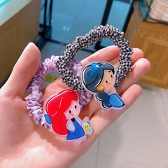 Q-version little bean eye princess hair ribbon, cute girl head accessory hair tie, Korean-style girl student fabric rubber band hair string