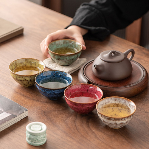 Boutique kiln tea cup master tea cup ceramic kung fu tea set tea bowl set home gift built five elements cup