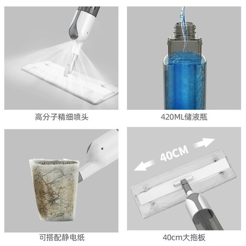 Manufacturer's hand-washable lazy household disposable electrostatic dust remover wet and dry suction horizontal plate water spray mop