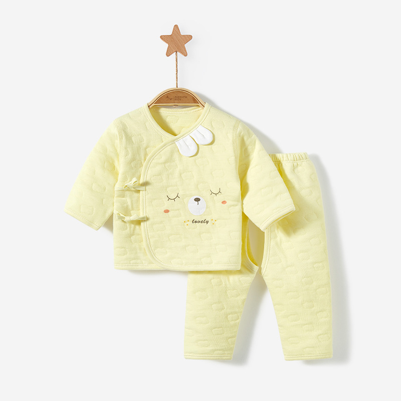 Ropa de bebé recién nacido Otoño e Invierno recién nacido acolchado cálido split algodón fino tocando fondo monje otoño ropa bebé ropa interior traje