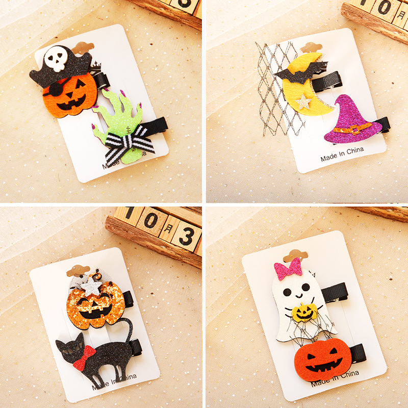 25g Weight Hair Clip Hair Accessories Type 1 Piece, 1 Pair Quantity Party, Festival Occasion Halloween Festival Pumpkin, Bat, Ghost Pattern Unisex Gender Cute, Funny Style Halloween Cute Funny Unisex Pumpkin Bat Ghost Hair Clip 27