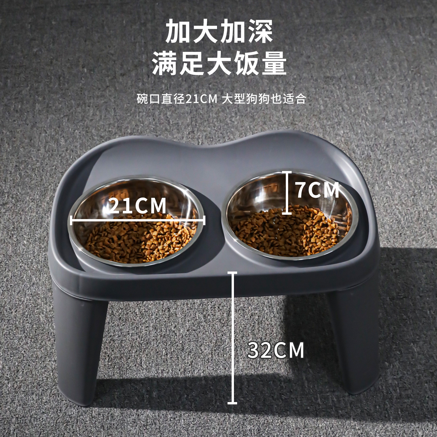 Tazón plegable de acero inoxidable elevado doble tazón de gran capacidad de borde de lana dorado de pastoreo para perros grandes platos de arroz para perros