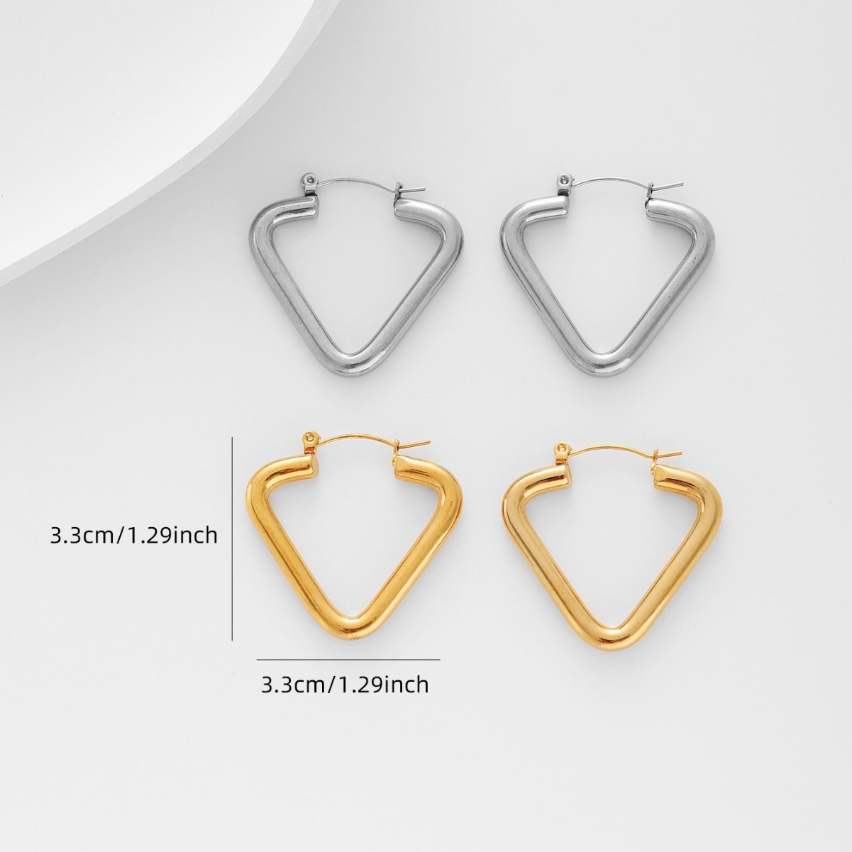 Nicho personalidad europea y americana exagerado nuevo aretes de acero inoxidable geometría triangular geometría personalidad pernos de acero de titanio
