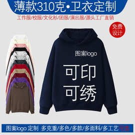 连帽卫衣熠枫图案logo工作服广告衫团体服310克薄款光板跨境批发