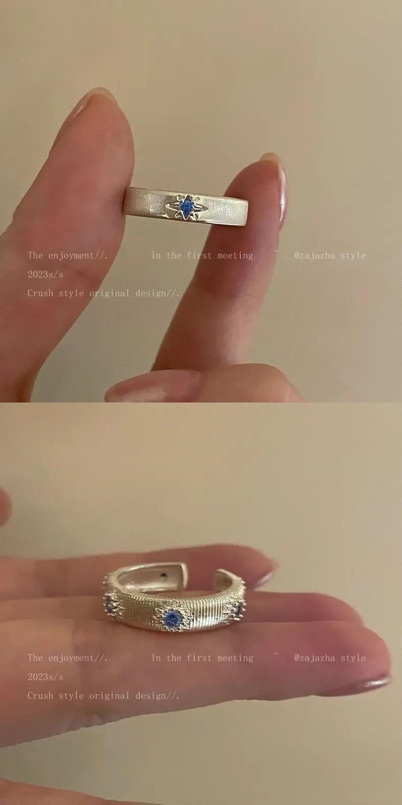 Anello da donna con pietra blu oceano stile designer_voghion.com
