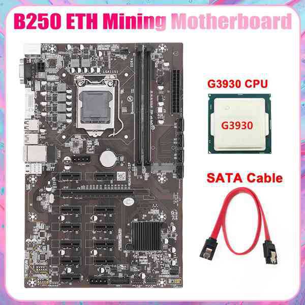 BTC-B250 主板支持12 GPU LGA1151 DDR4 +G3930 CPU+SATA线