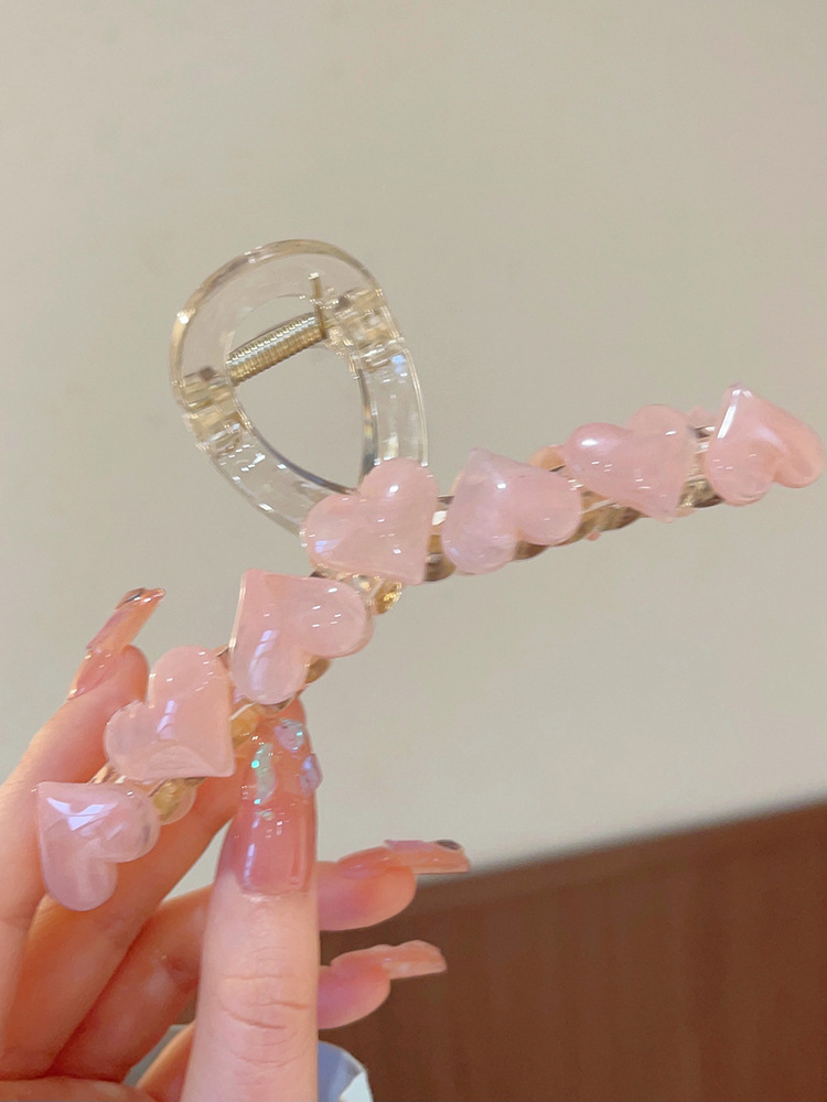 50g Weight Hair Claws Hair Accessories Type 1 Piece Quantity Daily Occasion Plastic Material Heart Shape Pattern Women's Gender Sweet Style Women's Sweet Heart Shape Plastic Hair Claws 8