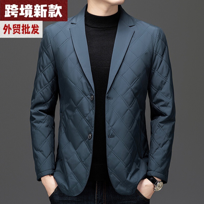 2025 Mulberry Silk Cotton Coat Men's Business Casual Cotton Jacket Autumn and Winter Lightweight Cotton Padded Jacket Suit Jacket Suit Coat