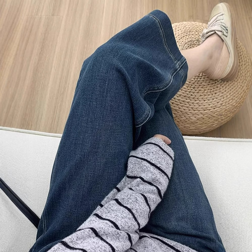 Spring Four Sides Straight Leg Women's Plus Size Wide Leg Pants for Pear Shape Figures, Slimming Nine-Twenty-One Jeans