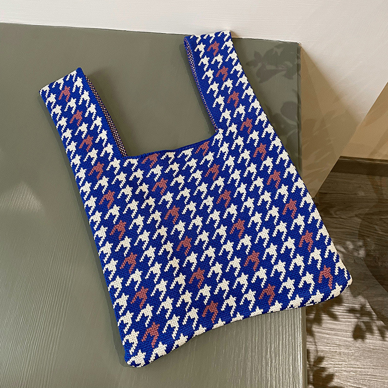 Houndstooth bolso de punto nicho de las mujeres diseño de estilo coreano moda todo-fósforo de la calle bolso de hombro bolso de las axilas bolso de las mujeres