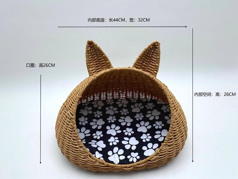 可水洗编织猫窝四季通用半封闭式猫咪夏季宠物窝透气藤编猫咪窝|undefined