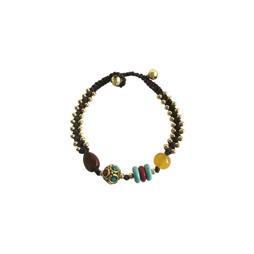 New Chinese style retro Tibetan style bracelet for female couple, geometric niche, natural stone, hand-woven bracelet, ethnic style hand ornament