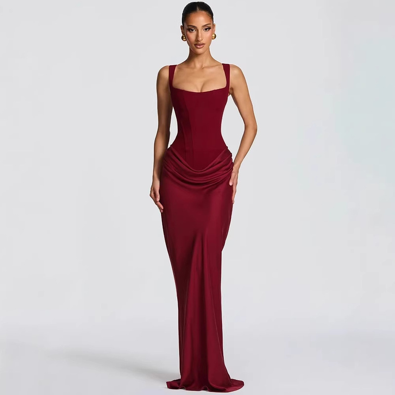 European and American Style Banquet Ball Gown, Slim-Fit Mermaid Dress, Slimming, Simple and Elegant, Solid Color, Aliexpress Cross-Border Strapless Evening Dress European and American Style Banquet Ball Gown, Slim-Fit Mermaid Dress, Slimming, Simple and Elegant, Solid Color, Aliexpress Cross-Border Strapless Evening Dress