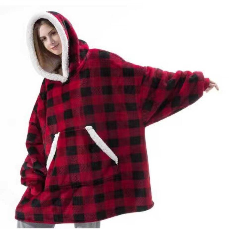 Thickened and Extended Pullover Fleece Pajamas, Warm Tv Blanket, Outdoor Cold-Proof Sleepwear, Couple's Fleece Sweatshirt for Warmth Thickened and Extended Pullover Fleece Pajamas, Warm Tv Blanket, Outdoor Cold-Proof Sleepwear, Couple's Fleece Sweatshirt for Warmth