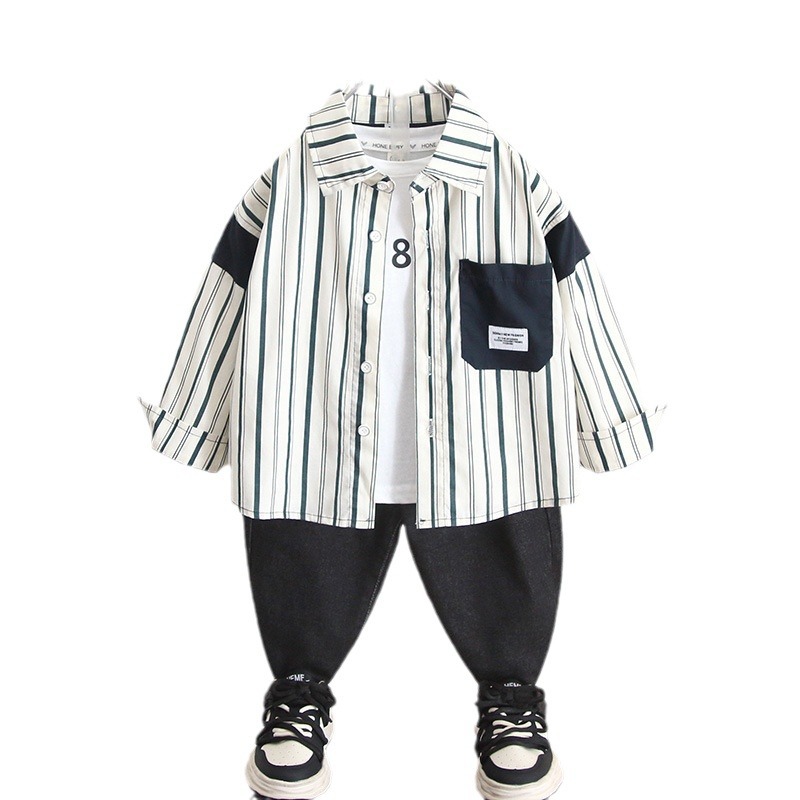 6240 Camisa de manga larga para niños Primavera y otoño Camisa de calle frita fresca y guapa 2025 nuevo abrigo de otoño para bebé niño