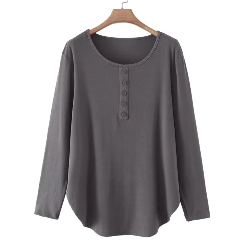 45.00 KG-150.00 KG 플러스 사이즈 플러스 사이즈 여성의 봄과 가을 탑베이스 셔츠 뚱뚱한 M 유행 서양식 고기 커버 긴 소매 티셔츠