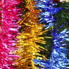 圣诞树装饰节日拉花彩条2米圣诞装饰品彩带墨绿色幼儿园布置毛条