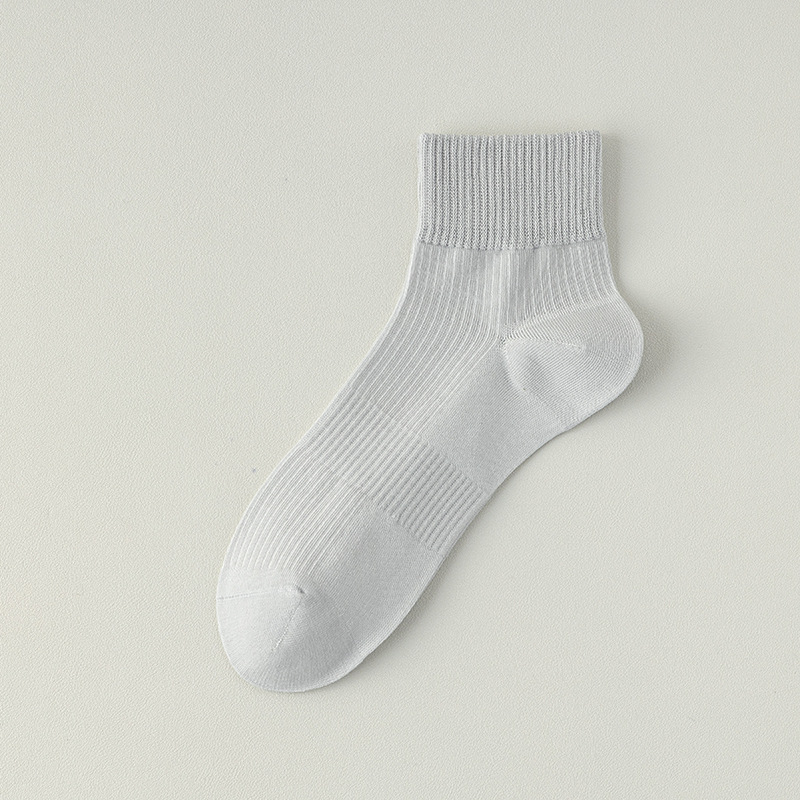 Calcetines de algodón de color sólido, calcetines de primavera y verano, paquete independiente de rayas, calcetines de hombre sin costuras.