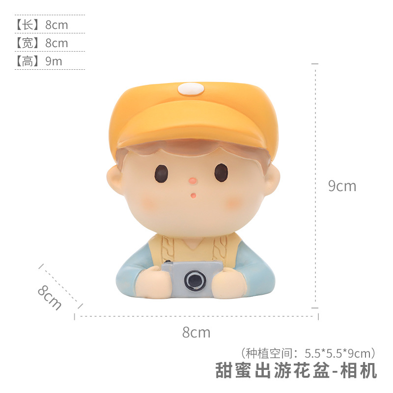 Chậu cây mọng nước hình bé gái resin, chậu mini trang trí văn phòng, ban công (RG-48)