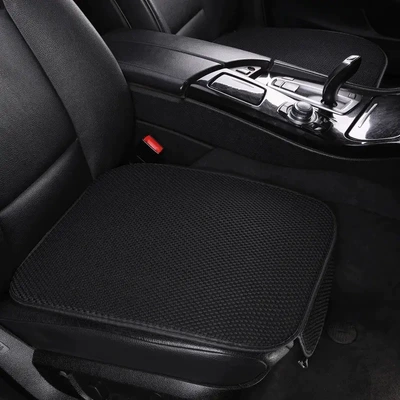 Seat Cushion Four Seasons | Four Seasons Pad - cotton-and-linen-style-black-2-small-pads-on-the-front-suitable-for-all-seasons-with-pocket-leather-edging