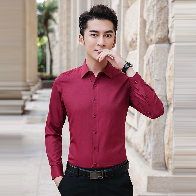 Рубашка с длинными рукавами винно-красного цвета