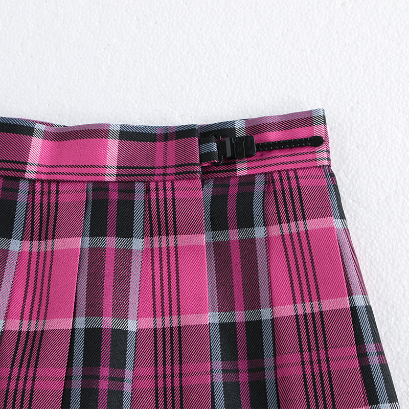 [Xiao mei] original school of Sichuan island university for JK plaid skirt students a-line skirt rose red pleated skirt