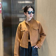 短款设计长袖鹿皮绒小香风外套女春秋新款宽松显瘦小个子短款上衣