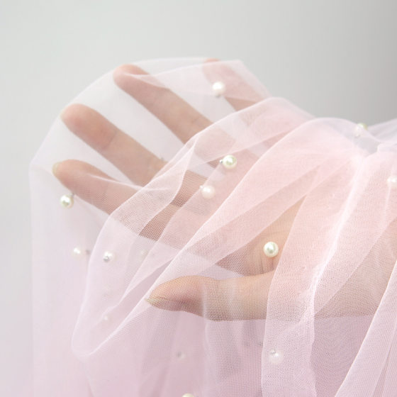 ins Pearl yarn room decoration nail salon shooting atmosphere background gauze beaded wedding headdress fabric