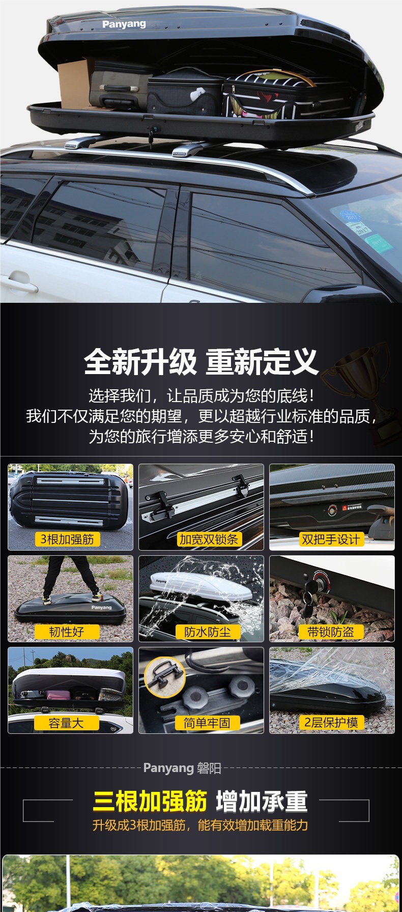 Genuine Car Roof Luggage Box, Large Capacity Suv Roof Box, Universal Ultra-Thin Travel Suitcase Luggage Rack