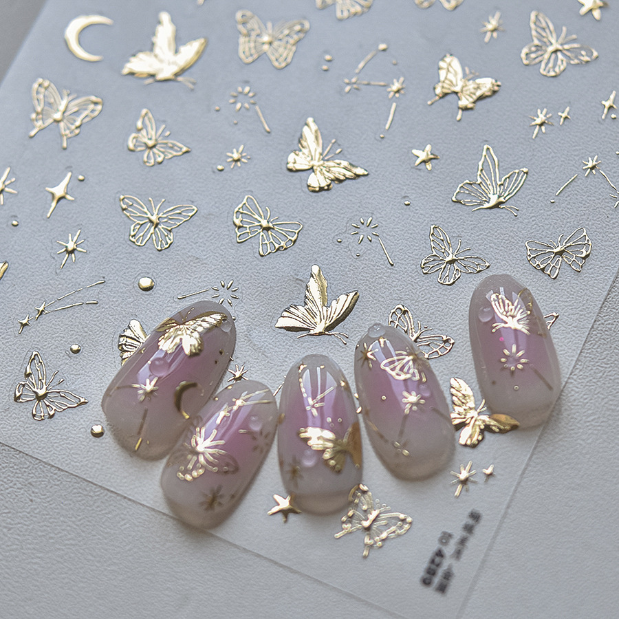 Nuevas pegatinas de uñas estampadas explotantes puras deseas de alta calidad pegatinas de uñas mariposa estrella luna pegatinas de uñas al por mayor
