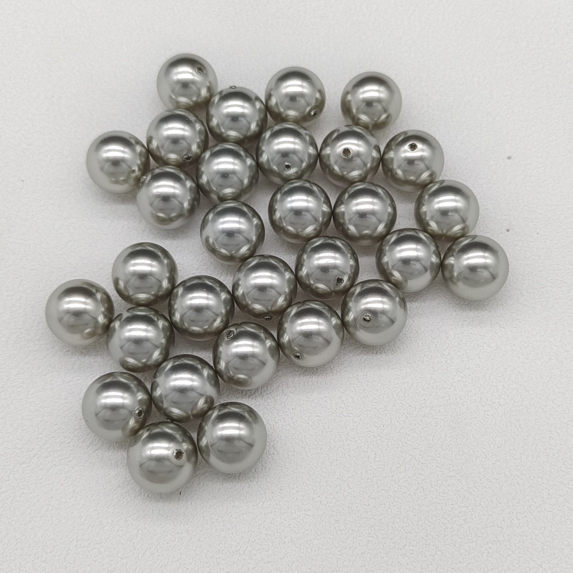 Crystal Glass Half Hole Pearl Silver Grey Glass Single Hole Imitation Pearl Accessory Pendant Earrings DIY Accessory