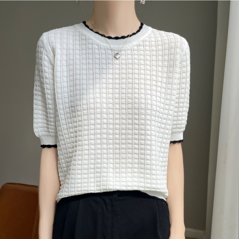 Summer cotton light and thin elegant knitted sweater