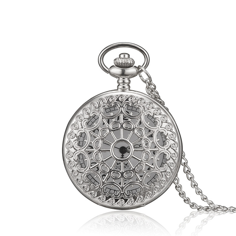 Vintage Pendant Pocket Watch Vintage Necklace Pocket Watch Large White Spider Web Pocket Watch Silver Pocket Watch