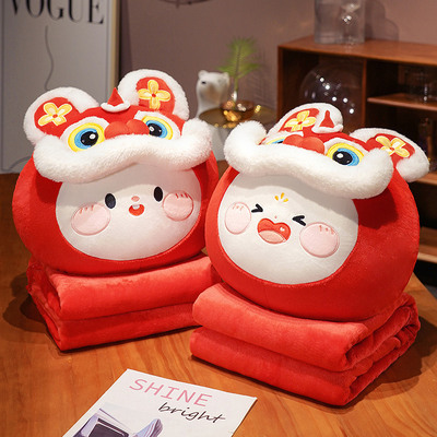 lovely animal rabbit Pillows blanket Dual use Two-in-one sofa a living room Cartoon Lion vehicle fold Pillow