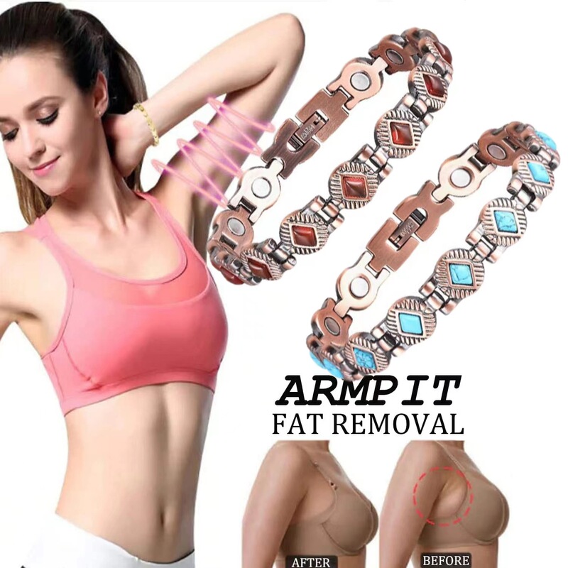 Amazon New Retro Turquoise Women's Red Copper Bracelet Magnetic Radiation Protection Stone Bracelet Jewelry