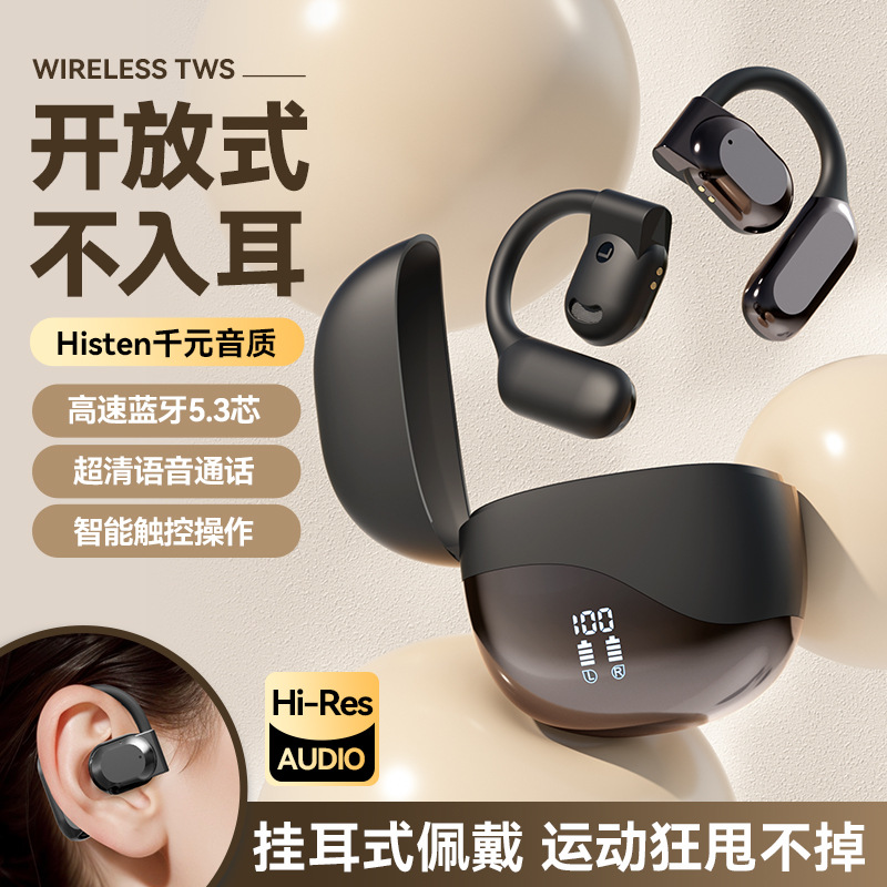 2024 nuevos auriculares Bluetooth con orejas colgantes M62 sin conducción ósea inalámbrica indolora con auriculares abiertos