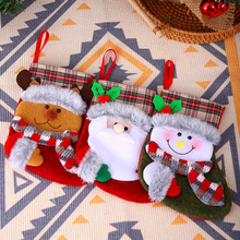 新款圣诞节装饰品圣诞礼物袋卡通毛绒圣诞袜礼品袋圣诞老人装饰袜