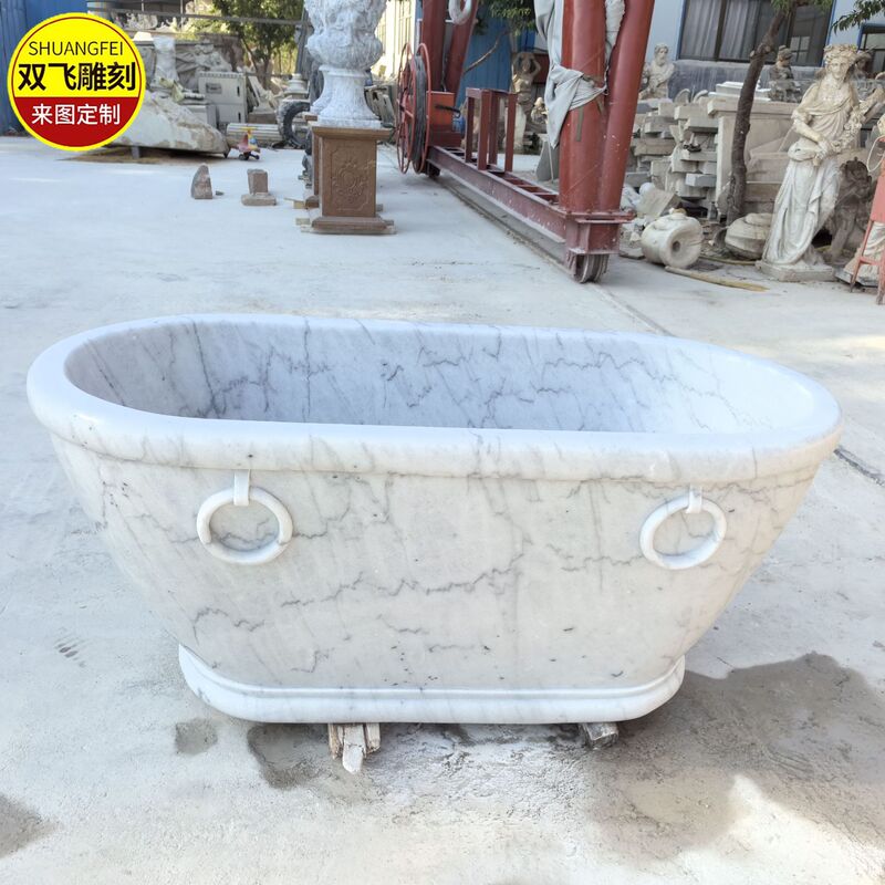 Manufacturer Produces Marble Bathtubs for Homes, Villas, and Hotels, Featuring Stone Carvings, Integrated Design, Light Luxury, Modern and Minimalist Style