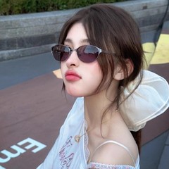 韩版千禧风y2k复古金属浅紫色墨镜女2025新款圆脸太阳眼镜猫眼框