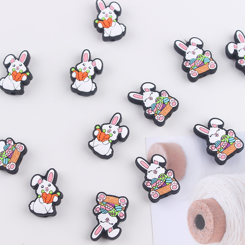 Nuevo creativo conejo de Pascua de silicona molar juguetes pulsera de goma tetina collar accesorios joyas