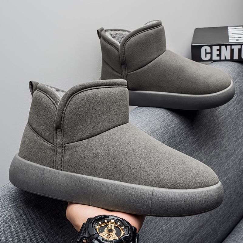 Stivali corti in pelle di pecora da uomo, foderati in pile, autunno inverno 2025, scarpe in cotone_voghion.com