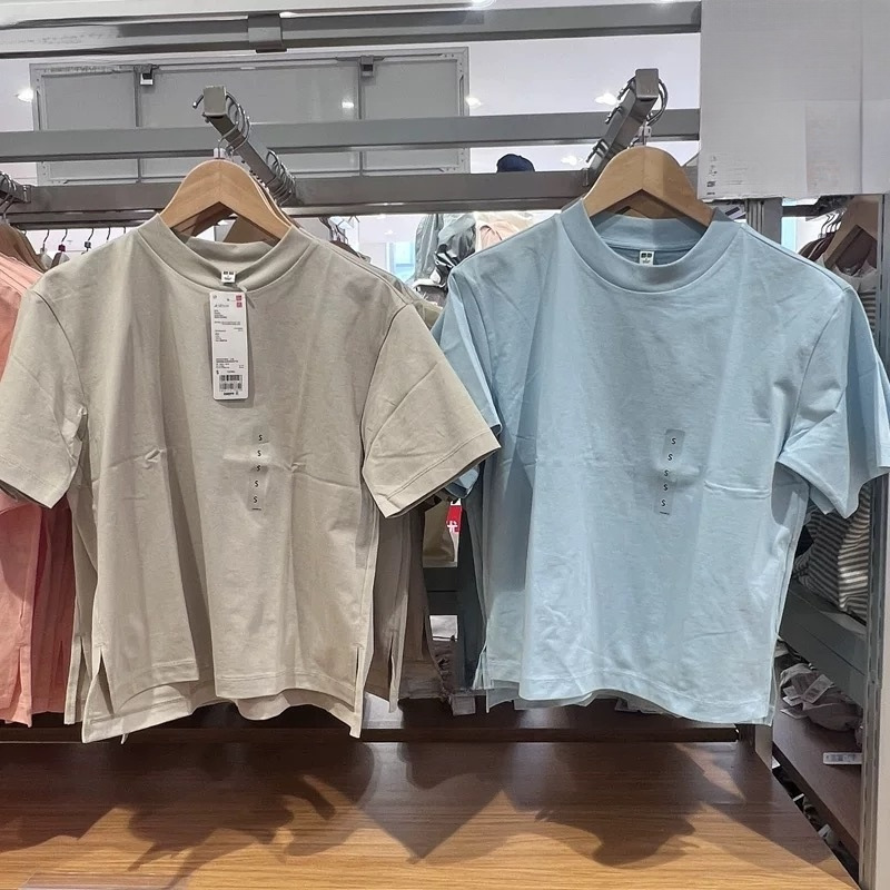 2025 Summer New Women's Cool Solid Color Short-sleeved Clothes Women's Cotton Blended T-shirt Loose Colorful Short-sleeved 474405